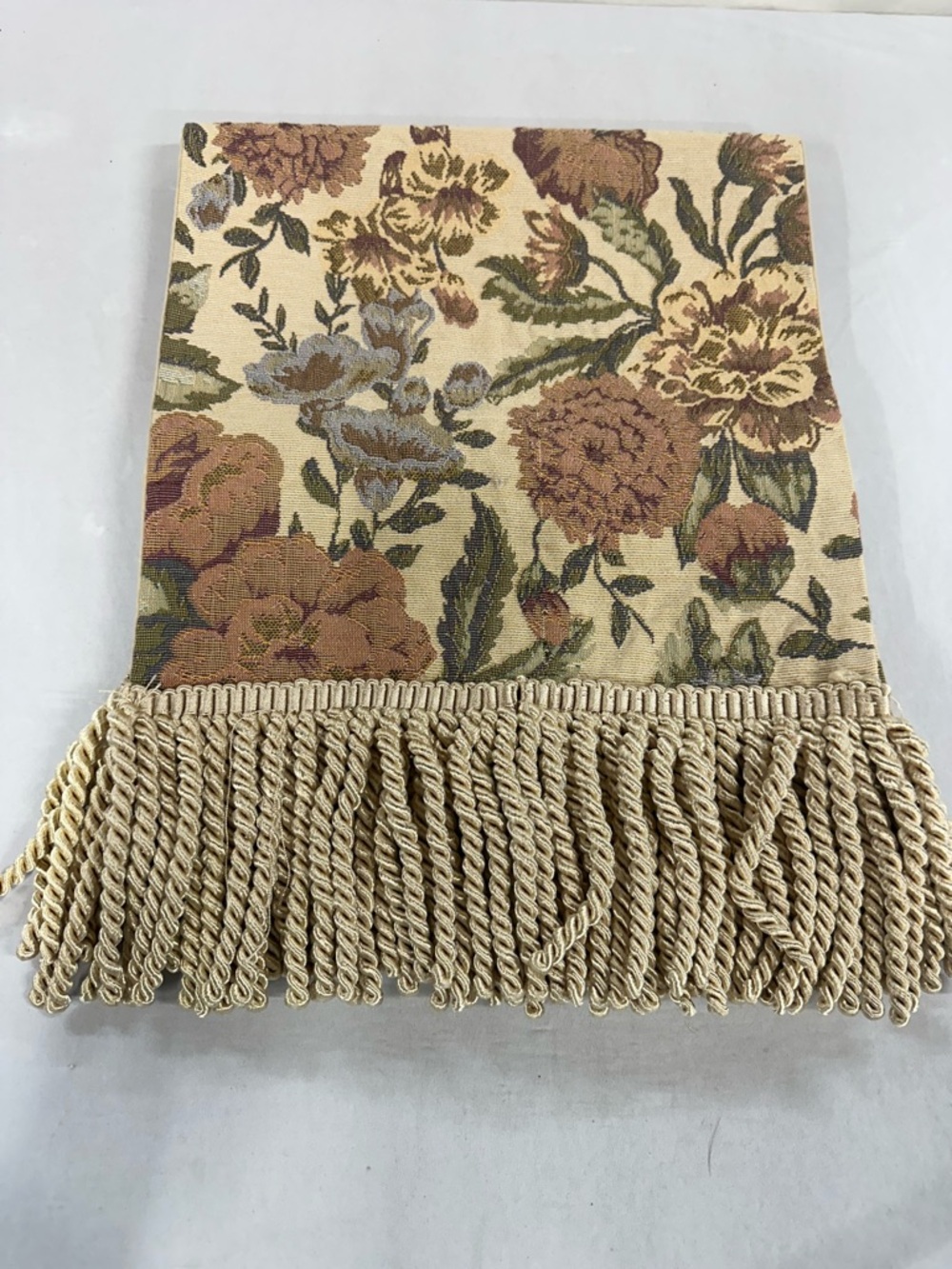 Vintage Handmade Linen Table Runner with Fringe